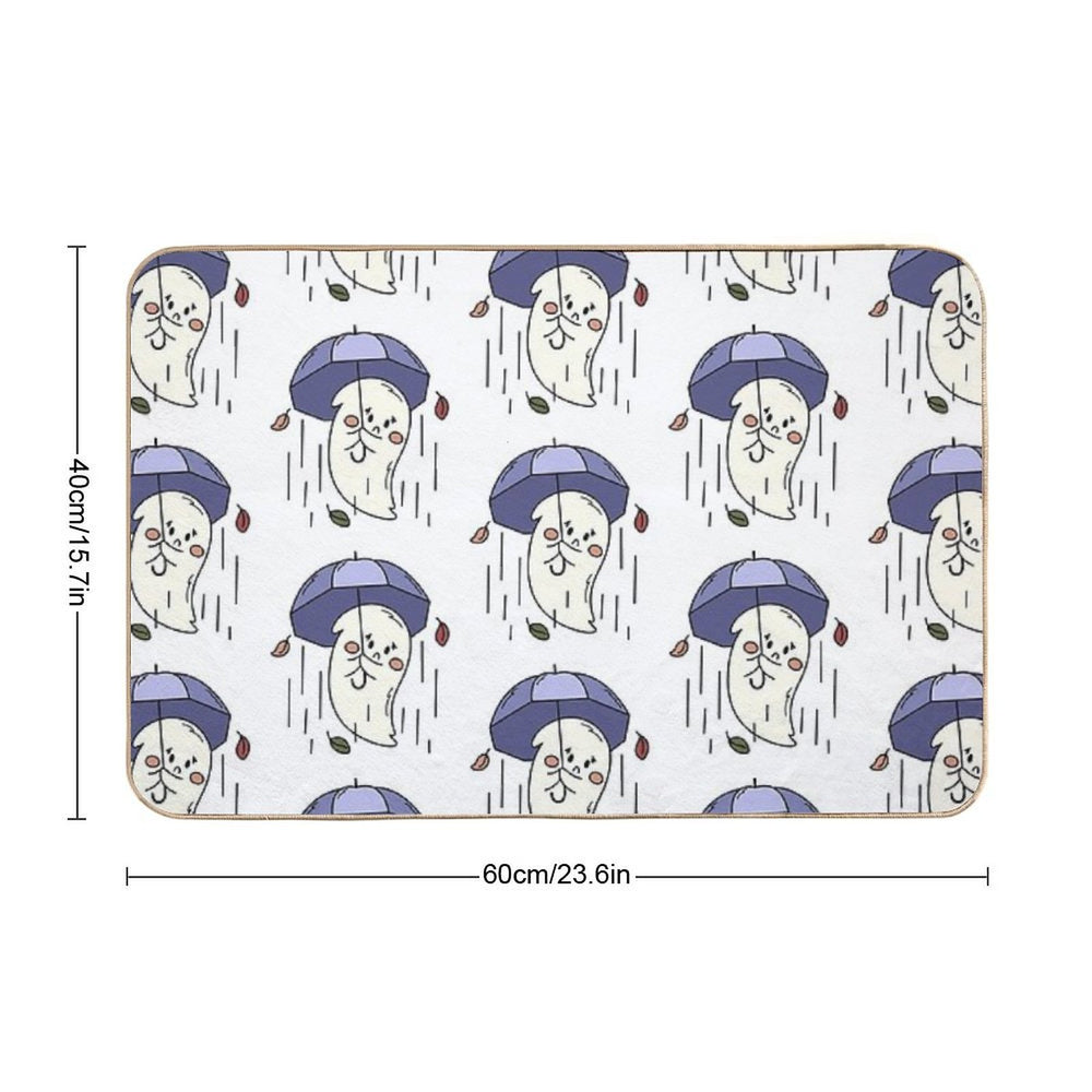 Sad Ghost with Umbrella  Eco-Friendly Bath Mat