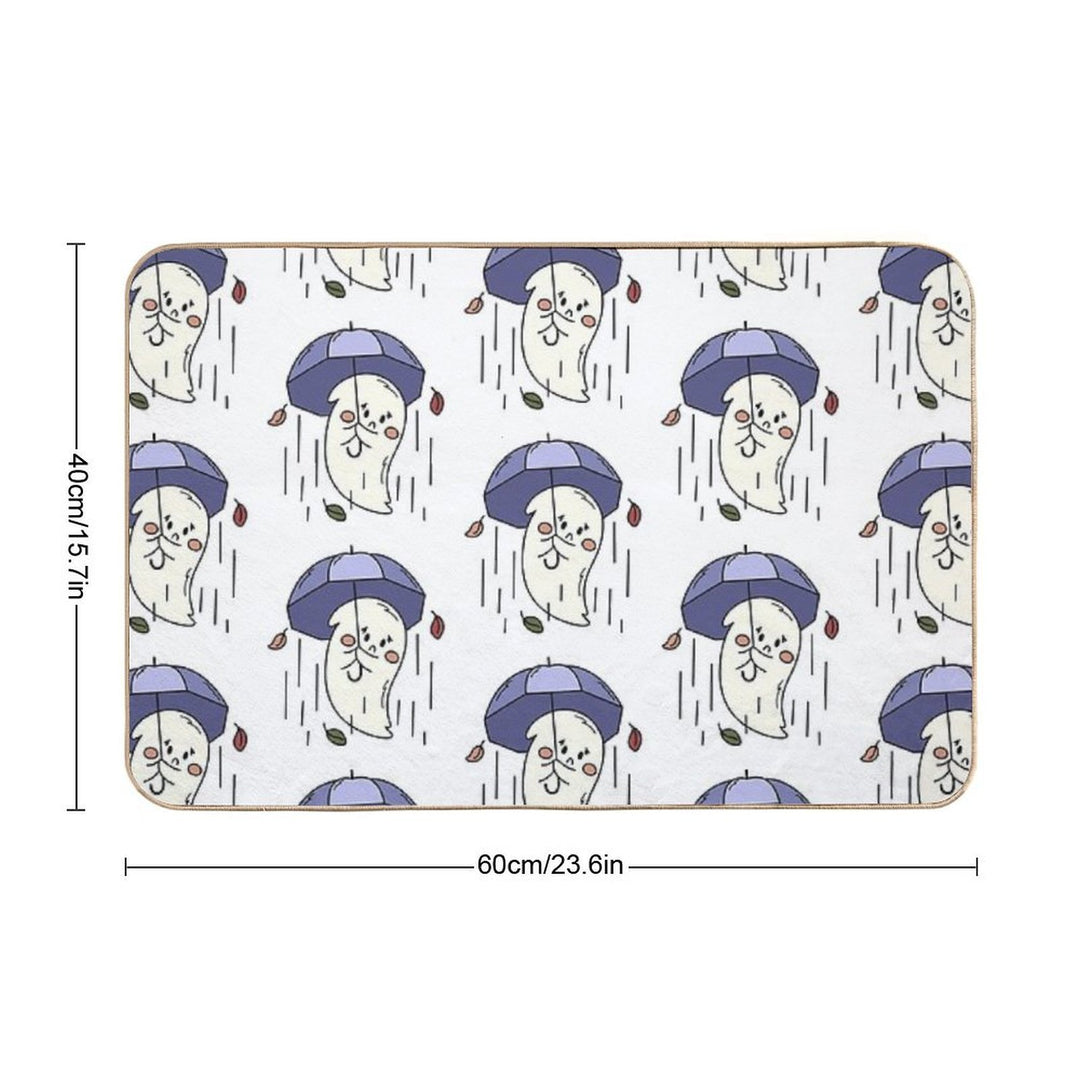 Sad Ghost with Umbrella  Eco-Friendly Bath Mat