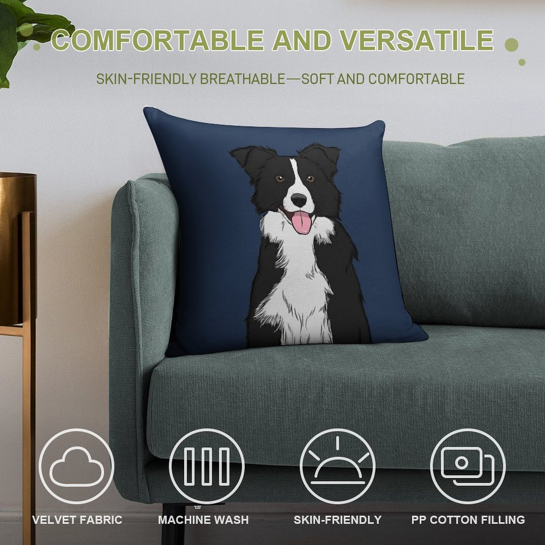 Border Collie Soft High-Density Material Throw Pillow