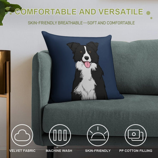 Border Collie Soft High-Density Material Throw Pillow