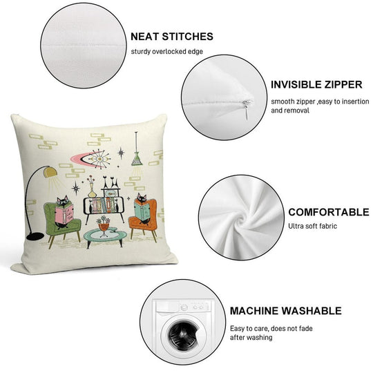 Cozy Cats' Den ©studioxtine Soft High-Density Material Throw Pillow