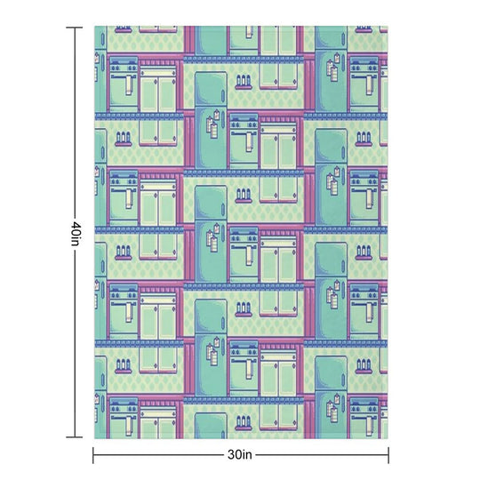 Kitchen (Pixel) Plush Throw Blanket