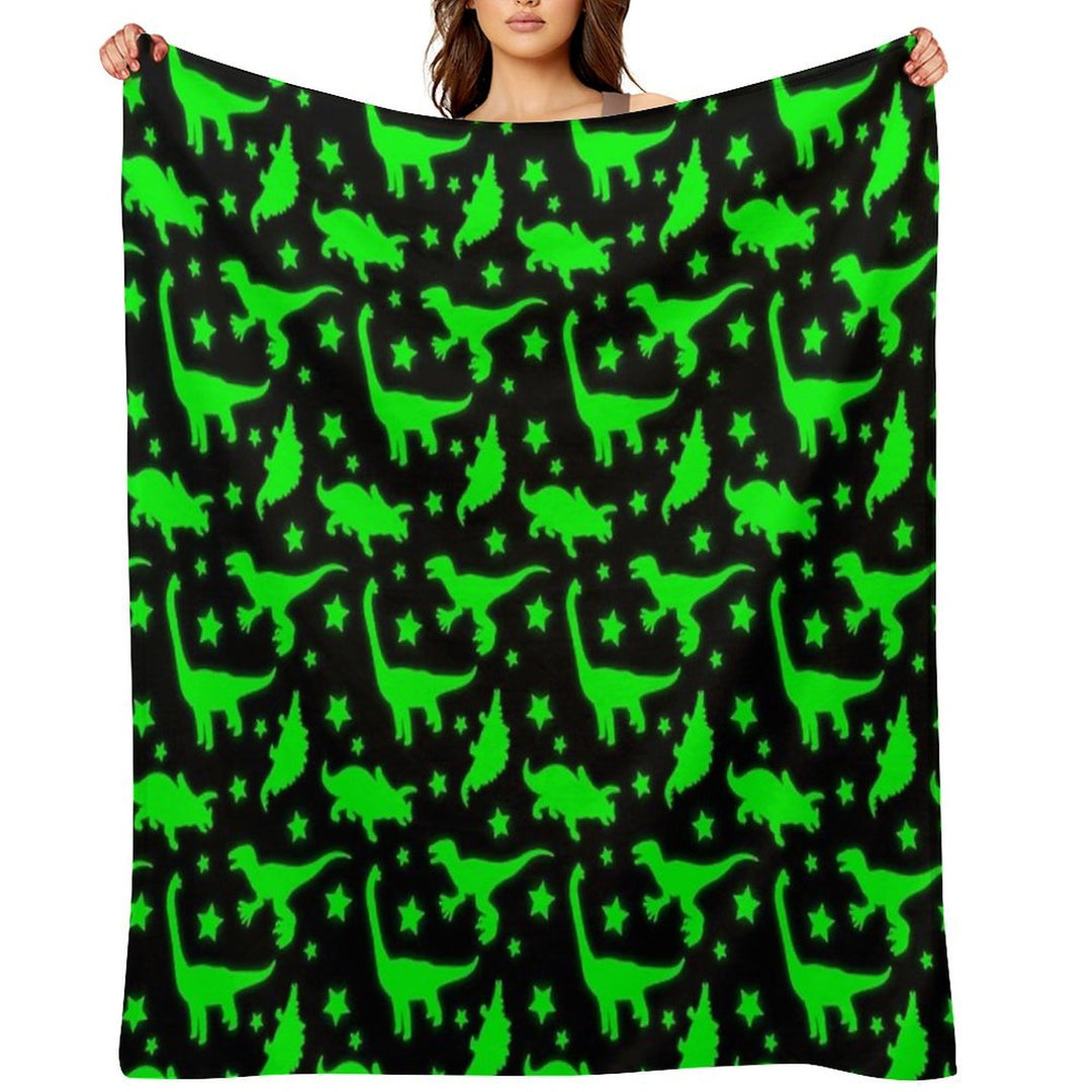 Glowing Dinosaurs (Does Not Glow in The Dark) Travel-friendly Throw Blanket