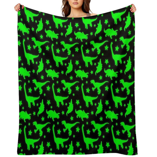 Glowing Dinosaurs (Does Not Glow in The Dark) Travel-friendly Throw Blanket