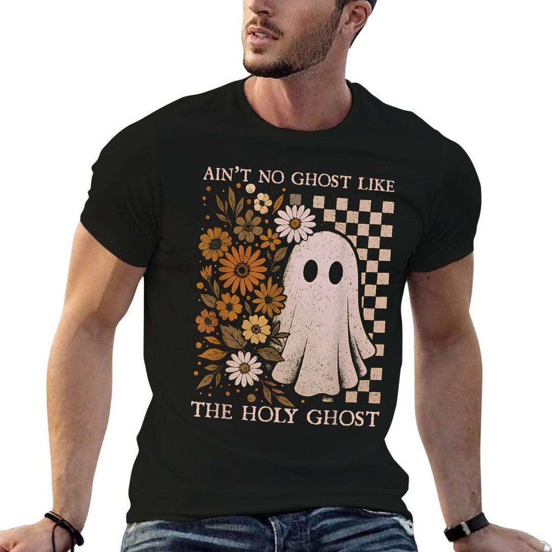 Retro Boho Aint No Ghost Like The Holy Ghost, Christian  Heathered Texture T-Shirt
