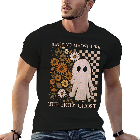 Retro Boho Aint No Ghost Like The Holy Ghost, Christian  Heathered Texture T-Shirt