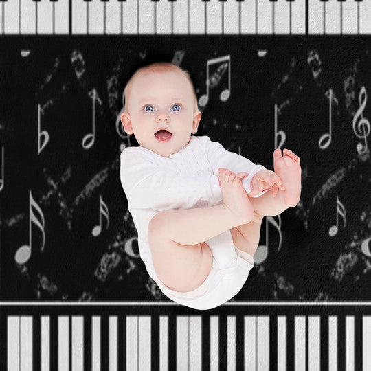 Black And White Piano Music Pattern Multi-functional Throw Blanket