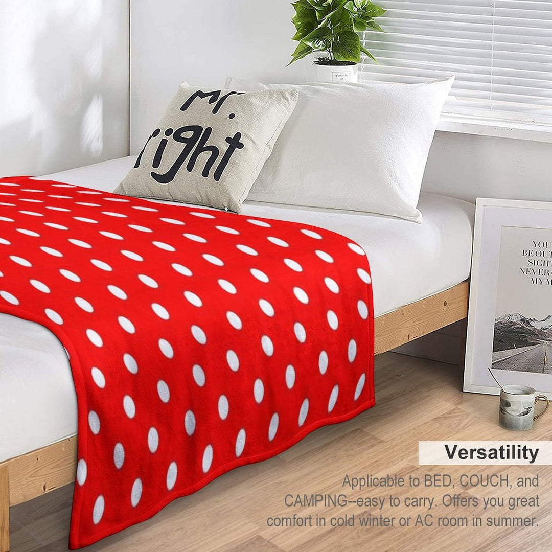 White Dots on Red Sustainable Throw Blanket