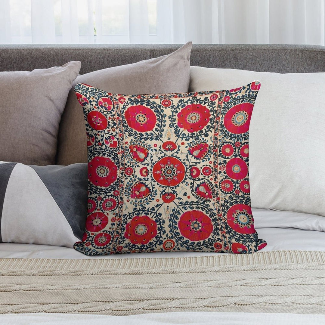 Shakhrisyabz Bokhara Uzbekistan Silk Embroidery Print Soft Home Decor Throw Pillow