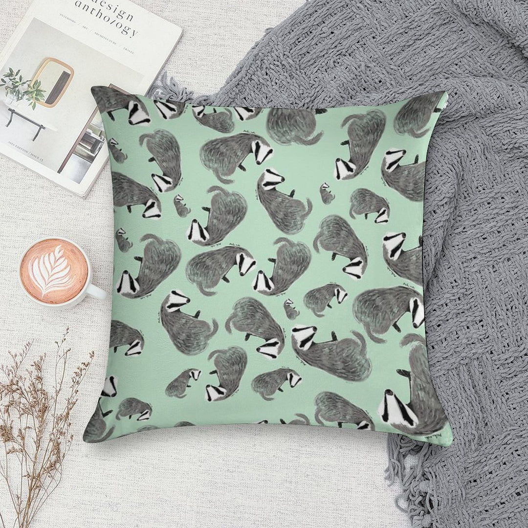 European Badger Pattern Soft Washable Throw Pillow
