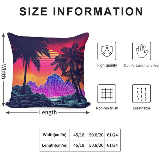 80s Vaprwave Rocks And Palm Trees Design Soft Warmth Comfort Throw Pillow