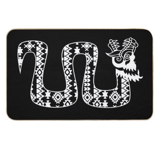 Aztec Tribal Serpent Dragon White  Toxin-Free Bath Mat