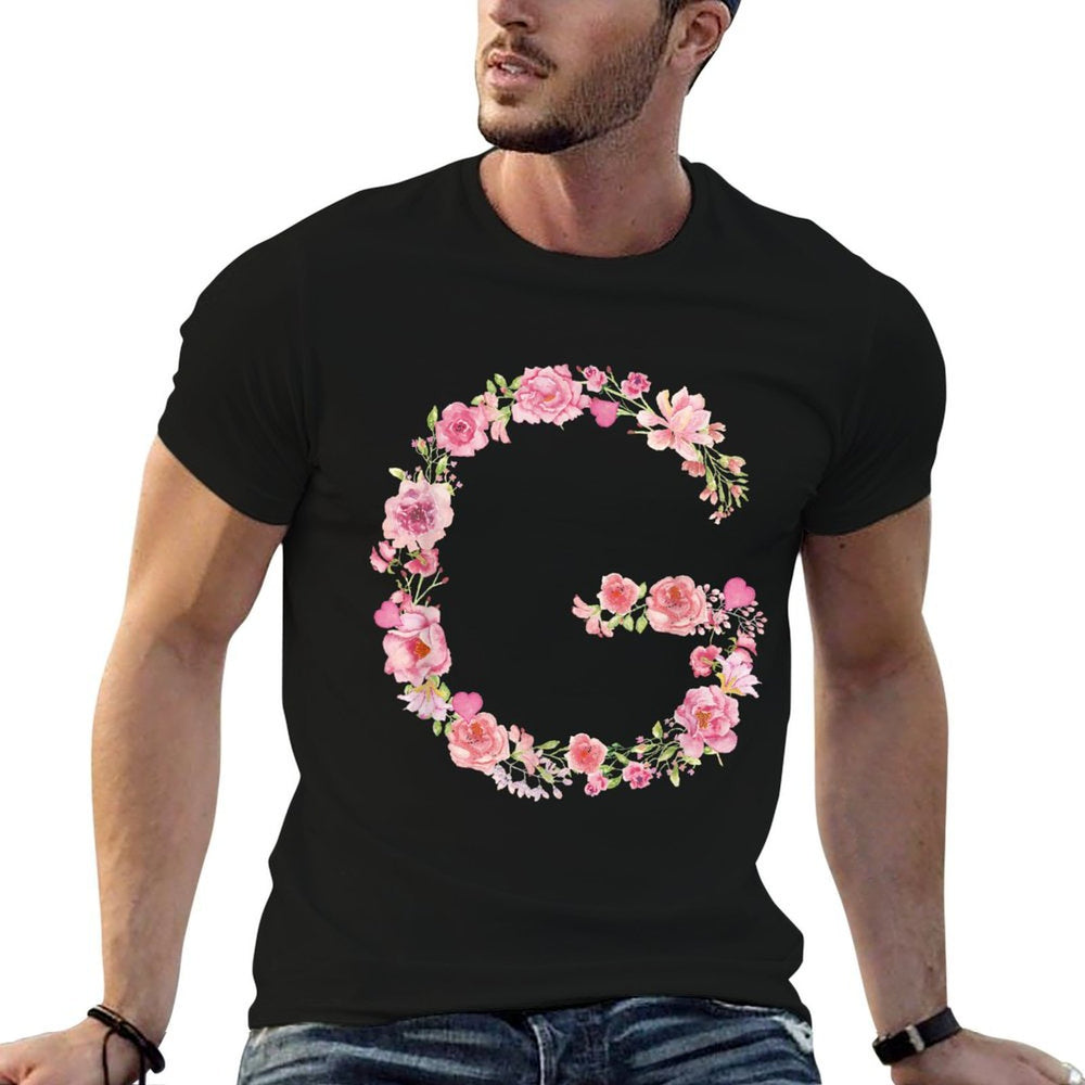 Cool Initial Alphabet Monogram Flowers Gifts Floral Letter G  Quick-drying T-Shirt