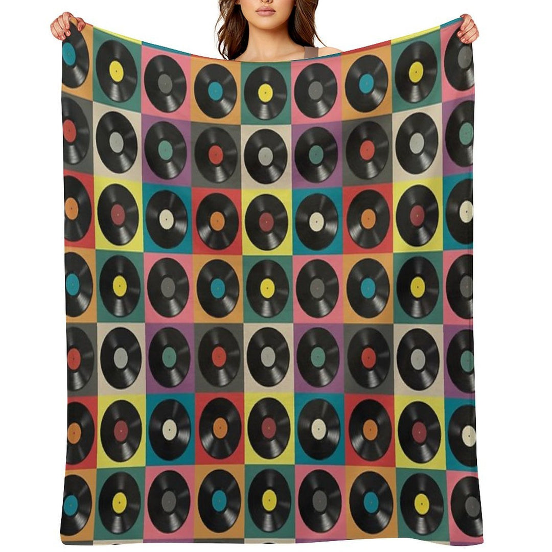 Discjockey Pattern  DJ Music Vinyl Turntables Velvety-soft Throw Blanket