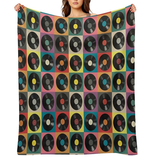 Discjockey Pattern  DJ Music Vinyl Turntables Velvety-soft Throw Blanket