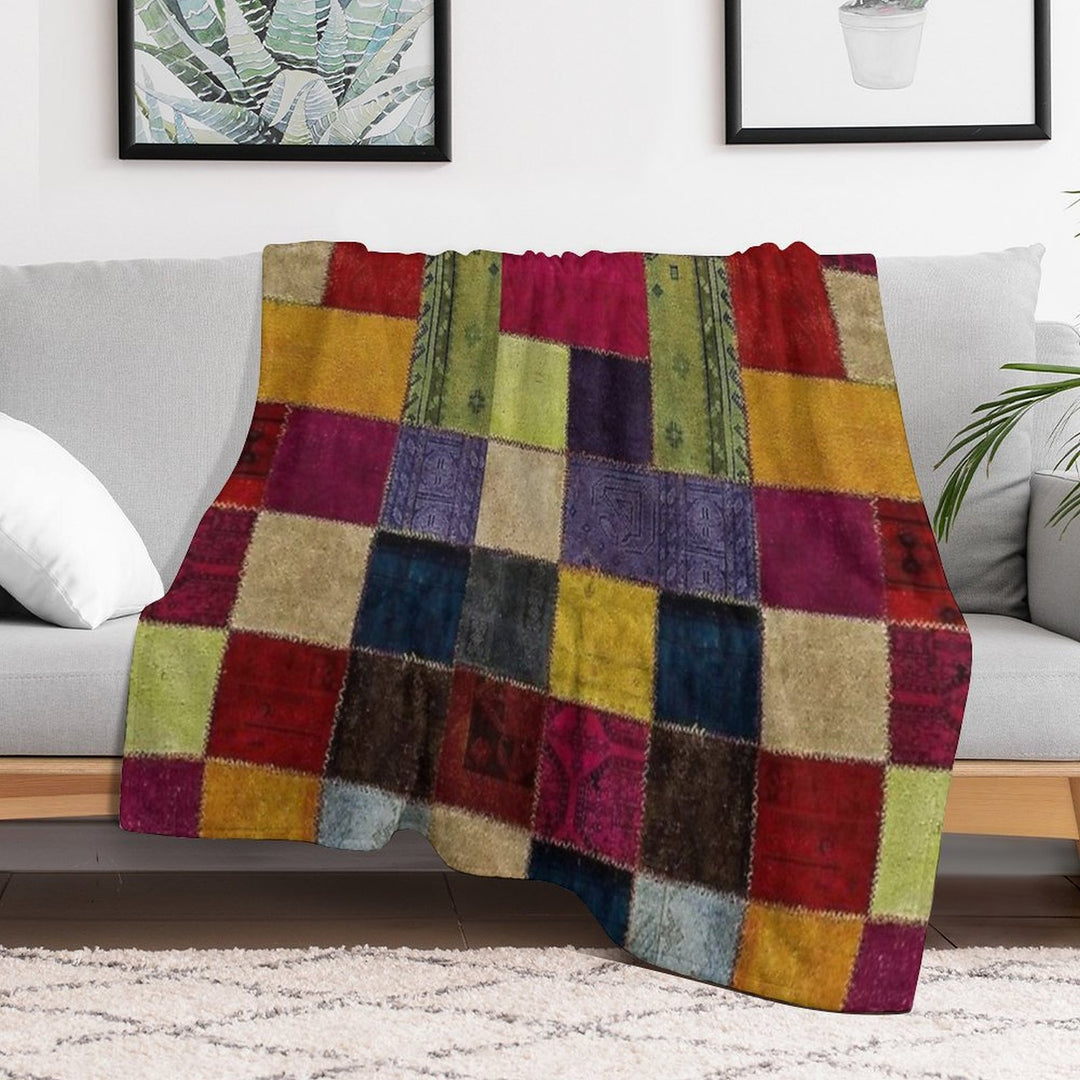 Tradional Oriental Rug Collage Travel-friendly Throw Blanket