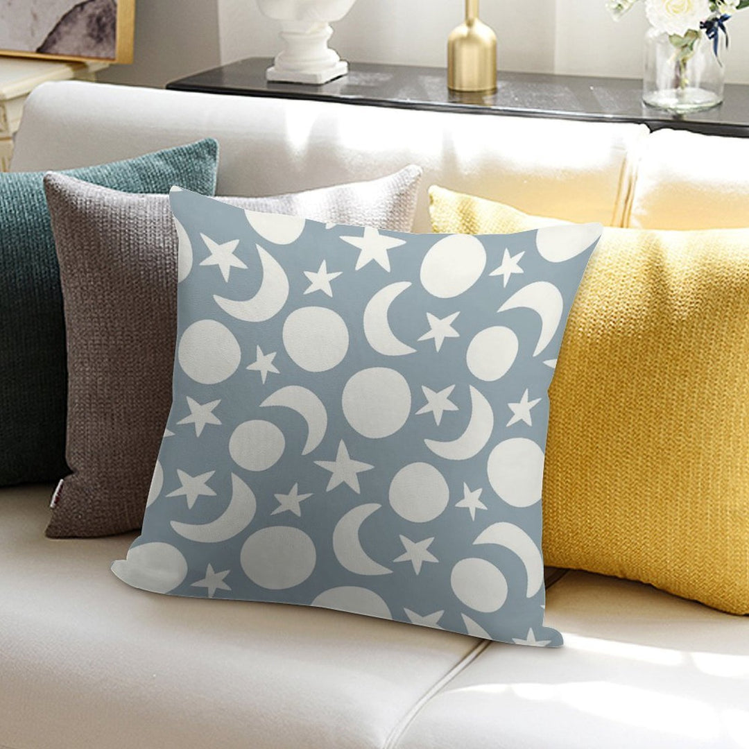 Scandi Style Moon And Stars Cream on Blue Soft Multiple Sizes Throw Pillow