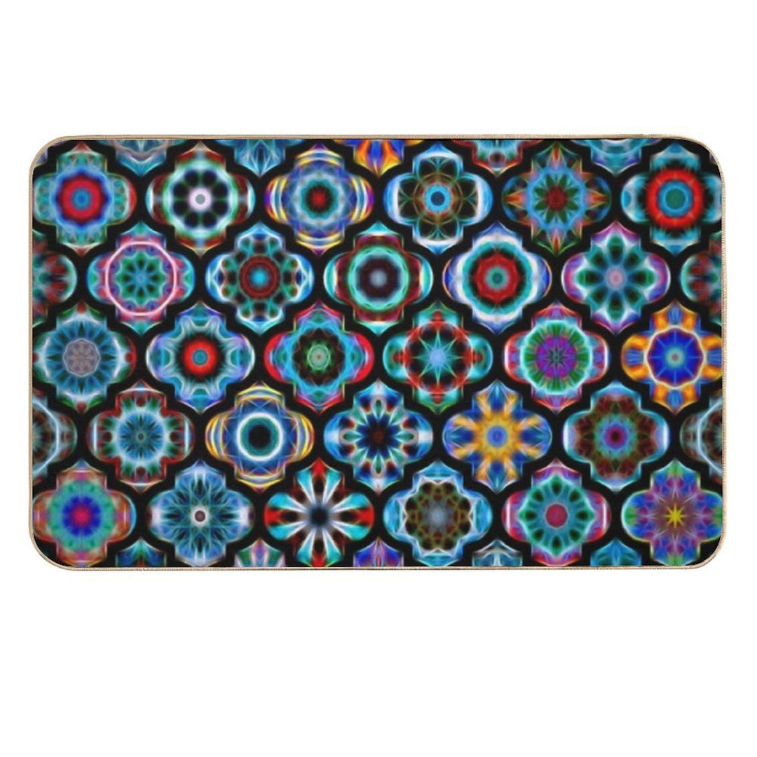 Moroccan Tile Glowing Pattern  Dirt-Trapping Bath Mat
