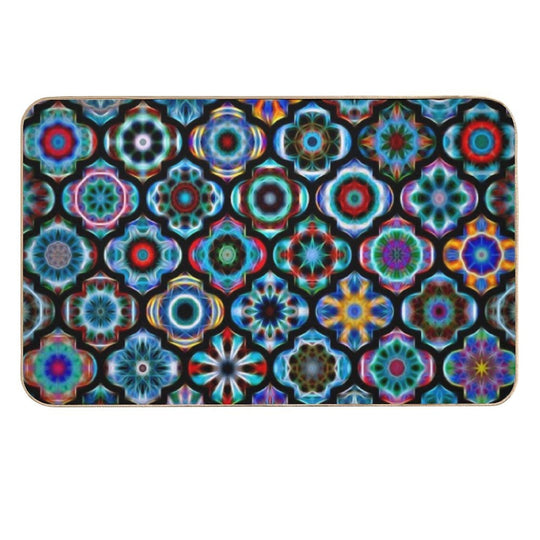 Moroccan Tile Glowing Pattern  Dirt-Trapping Bath Mat