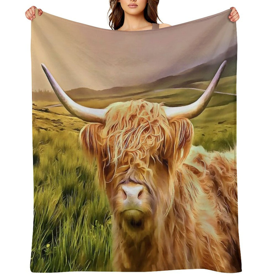 Highland Cow (Painting) Comfort Throw Blanket