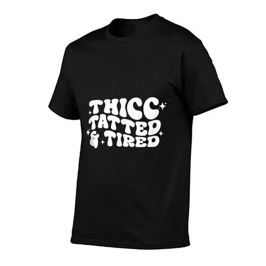 Thicc Tatted And Tired Funny Saying Groovy Sarcastic Meme  Odor-resistant T-Shirt