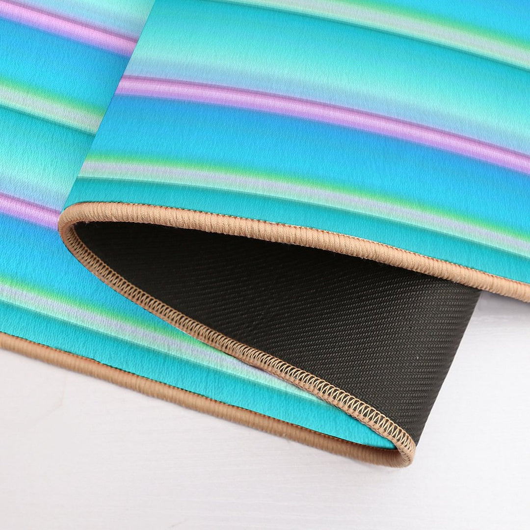 Blue Color Horizontal Striped  Ocean Color Horizontal Striped  Long-Lasting Bath Mat
