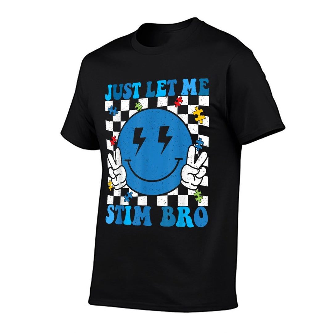 Just Let Me Stim Bro Groovy Smile Face Autism Awareness Kids  Affordable Price T-Shirt