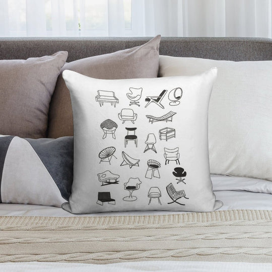 Mid Century Modern Chair Collection Soft Washable Throw Pillow
