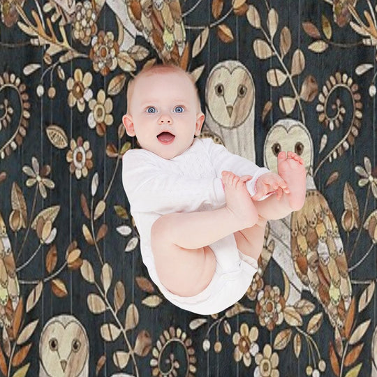 Wooden Wonderland Barn Owl Collage Travel-friendly Throw Blanket