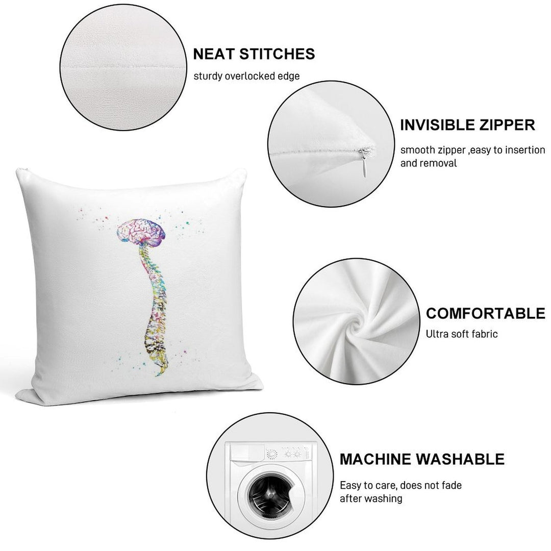 Human Spine with Brain Soft Skin-Friendly Throw Pillow