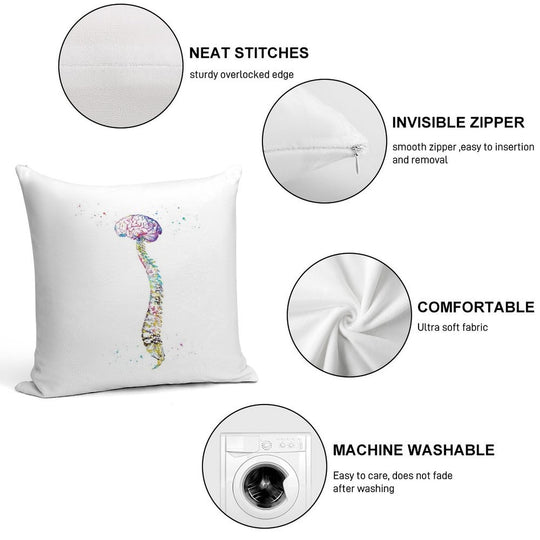 Human Spine with Brain Soft Skin-Friendly Throw Pillow