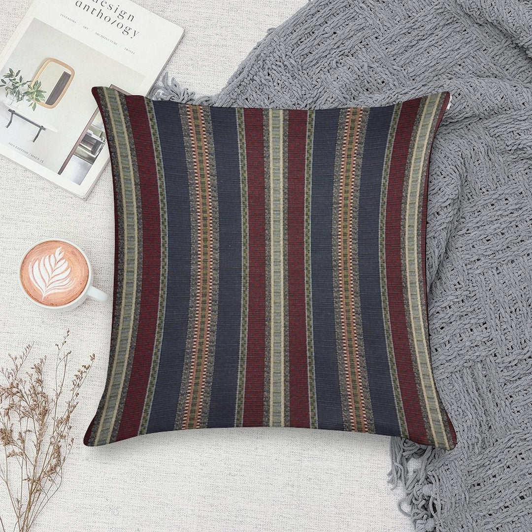 Navy Stripe Burgundy And Dark Blue Country Tapestry Soft Anti-Pilling Throw Pillow