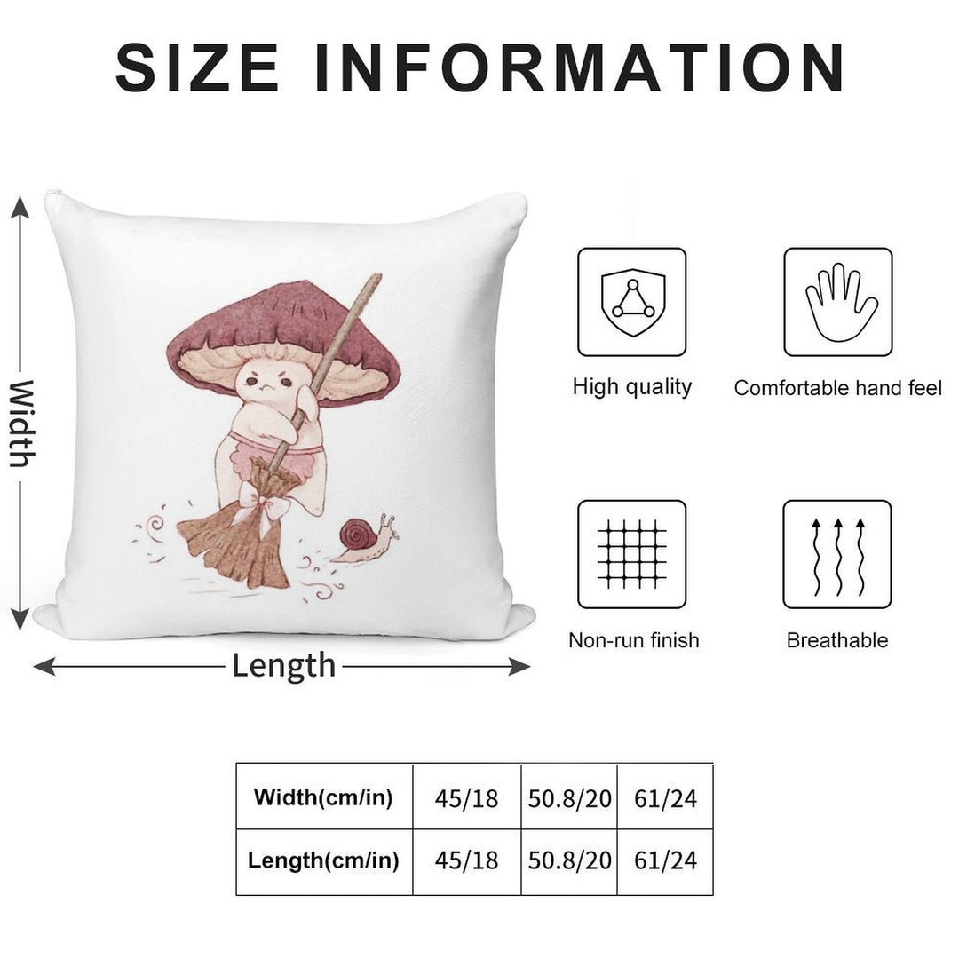 Angy Mushroom Does Not Like to Clean Soft Warmth Comfort Throw Pillow