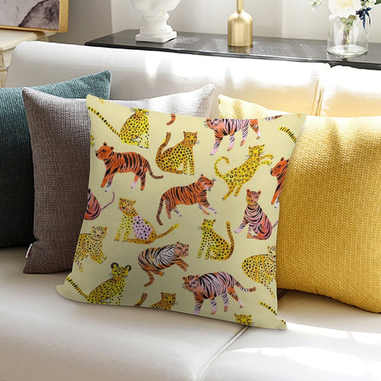 Tigers And Leopards Africa Savannah Soft Easy Maintenance Throw Pillow