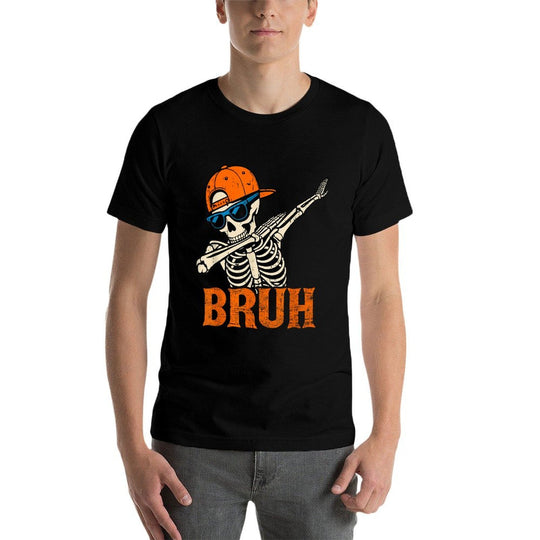 Bruh Spooky Dabbing Skeleton Halloween Custome for Boys Men  Eco-friendly Material T-Shirt