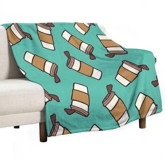 Take It Away Coffee Pattern Easy Care Throw Blanket