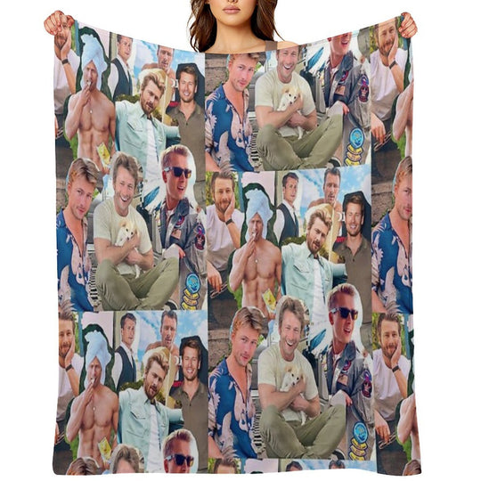 Glen Powell Photo Collage Gift-ready Throw Blanket