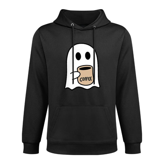 Ghost Drinking Coffee Funny Halloween Costume Coffee Lover Easy Care Hoodie