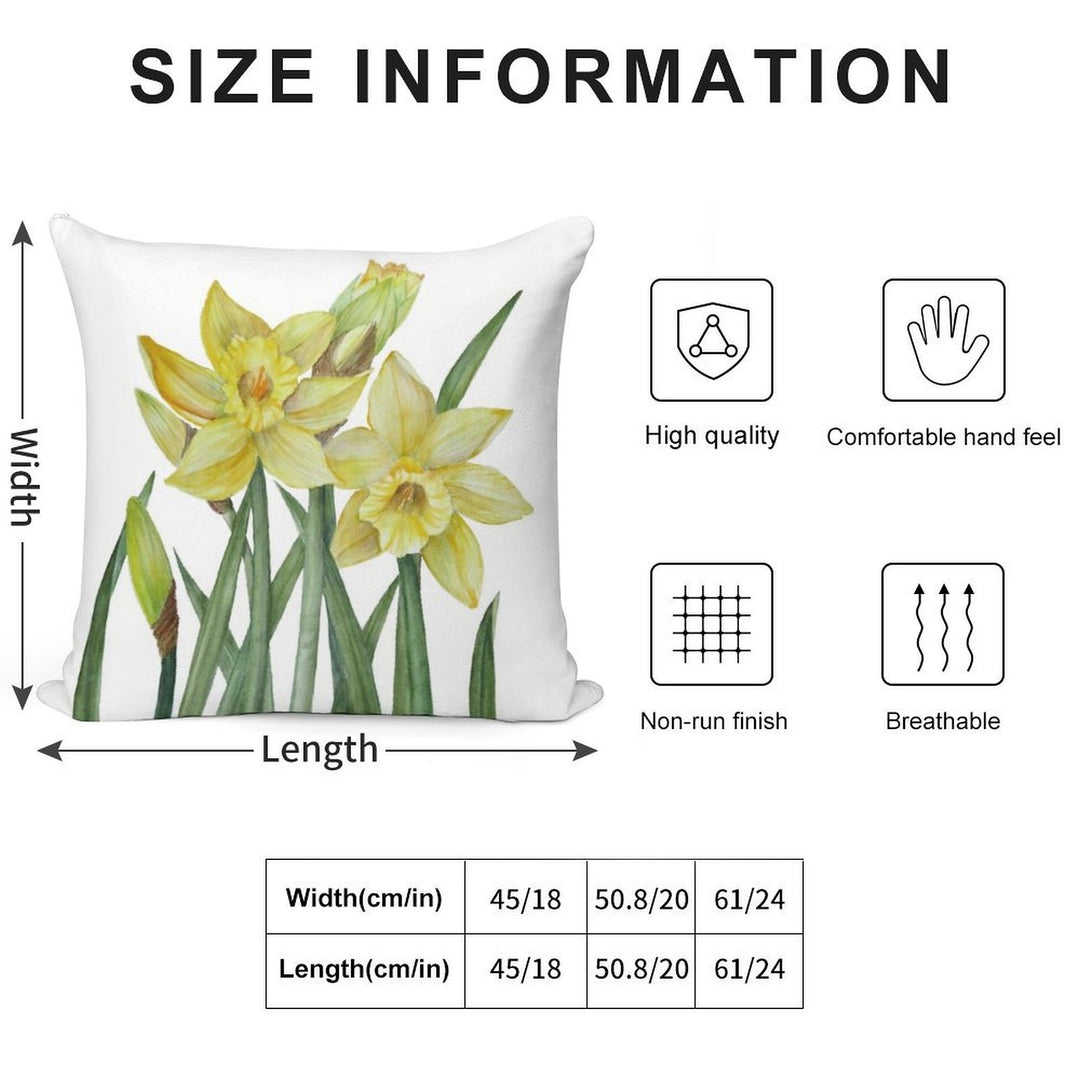 Watercolour Daffodils Botanical Illustration Soft Warmth Comfort Throw Pillow