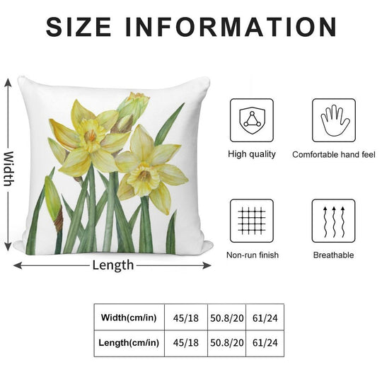 Watercolour Daffodils Botanical Illustration Soft Warmth Comfort Throw Pillow