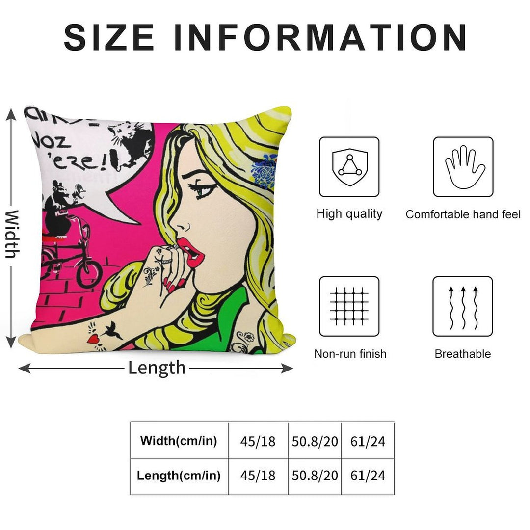 Banksy Goes Pop Art Soft Durable Construction Throw Pillow