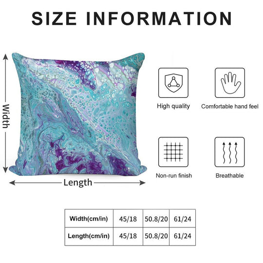Turquoise And Purple Marble Soft Durable Construction Throw Pillow
