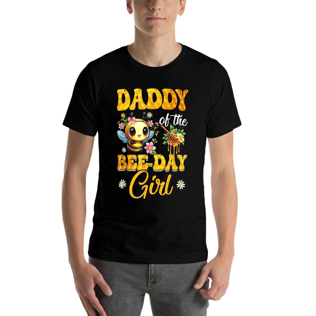 Daddy Of The Birthday Girl Bee Family Birthday Party  Rolled Sleeves T-Shirt