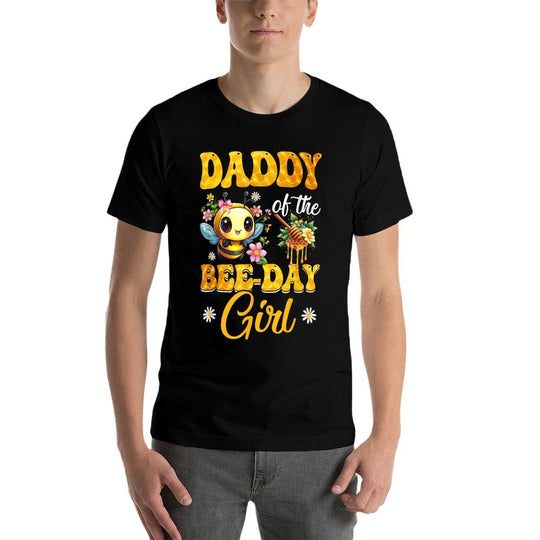 Daddy Of The Birthday Girl Bee Family Birthday Party  Rolled Sleeves T-Shirt