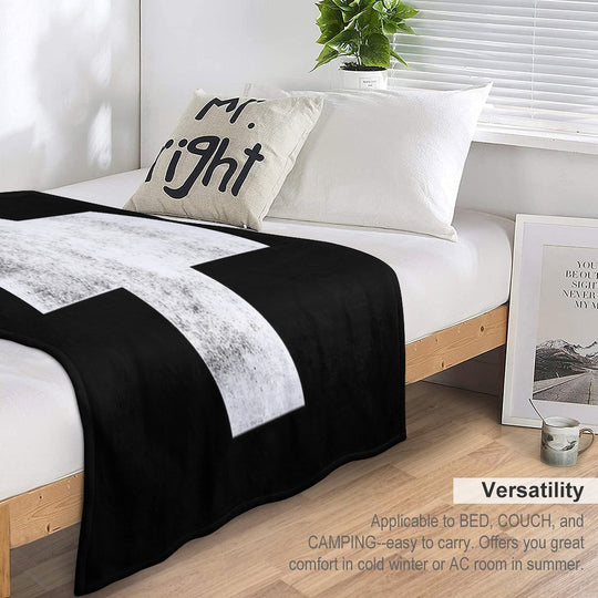 Black And White Swiss Cross Easy Care Throw Blanket