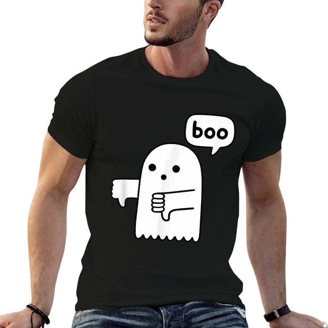 Funny Thumbs Down Ghost Screaming Boo Disapproval  Oversized Silhouette T-Shirt