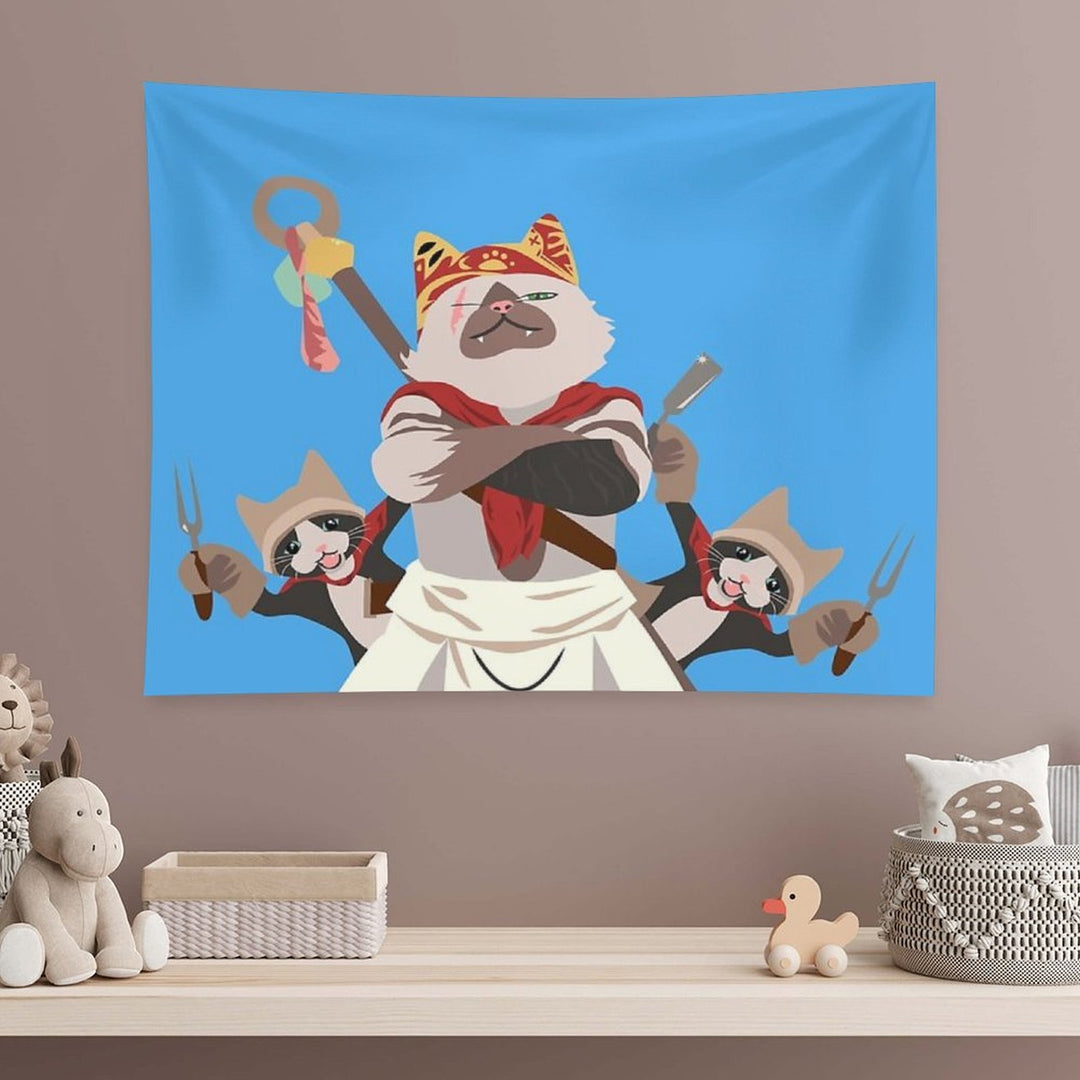 Meowscular Chef And His Crew Tapestry