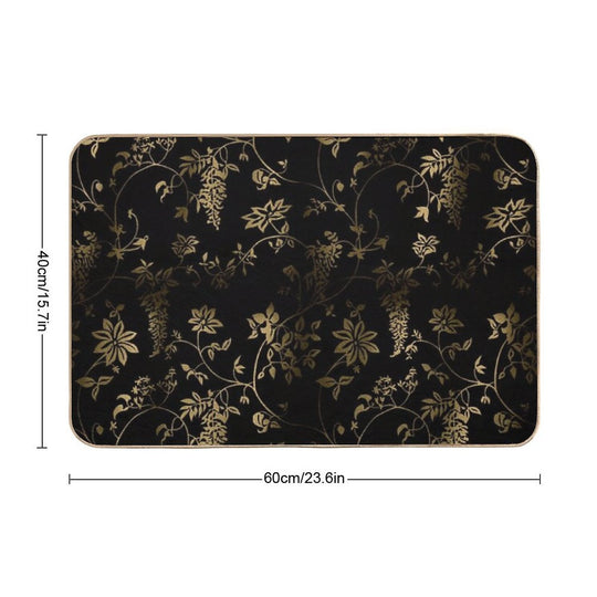 Black Gold Roses Flowers  Absorbent Bath Mat