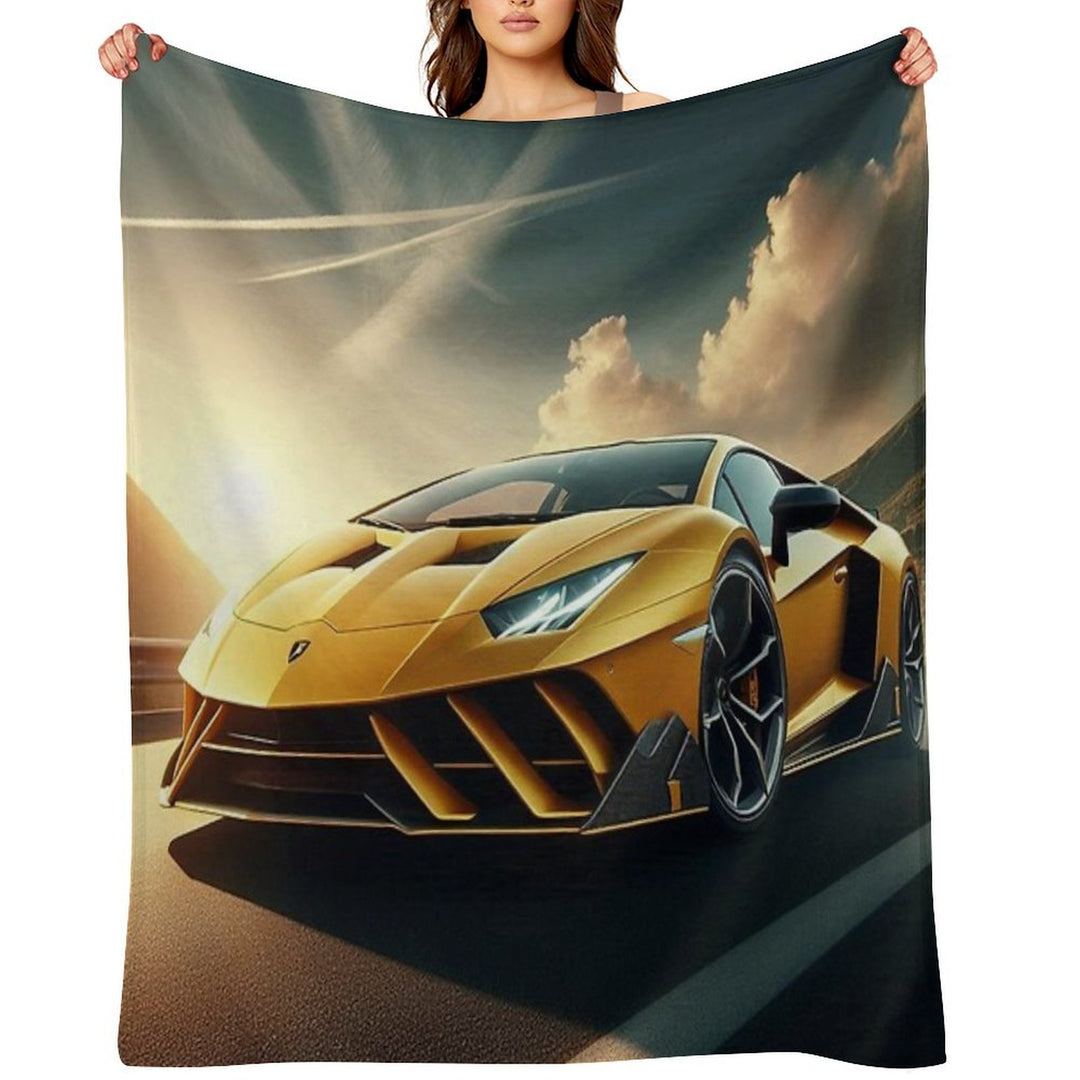 Lamborghini Sports Car on A Stunning Road Gift-ready Throw Blanket