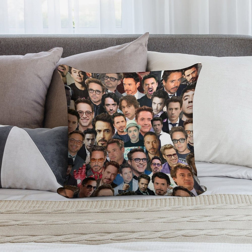 Robert Downey Jr. Collage Soft Home Decor Throw Pillow